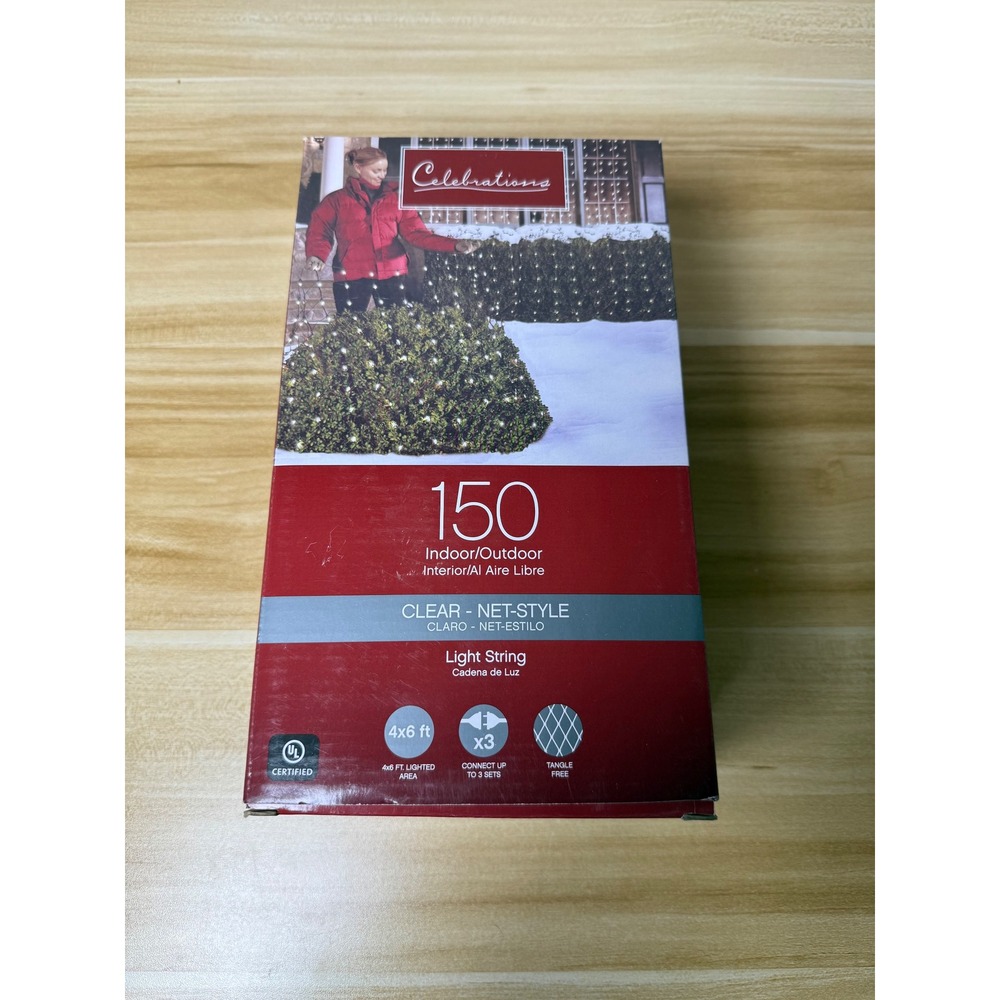 Celebrations 150ct Clear Net Style Light String Indoor‎ Outdoor 4x6 ft